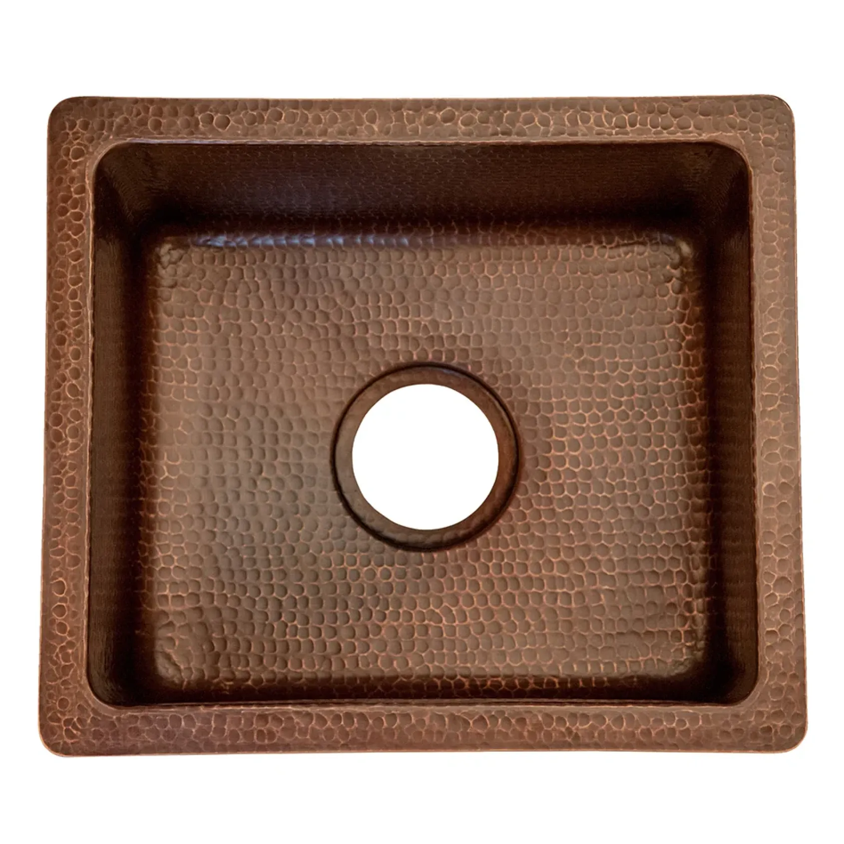 Premier Copper Products 16" Gourmet Rectangular Hammered Copper Bar/Prep Sink, Matching Drain and Accessories, Oil Rubbed Bronze, BSP5_BREC16DB-G