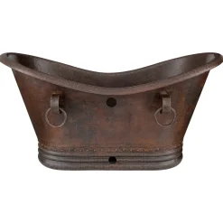 Premier Copper Products 60" Hammered Copper Freestanding Bathtub, Oil Rubbed Bronze, BTDR60DBOF