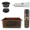 Premier Copper Products 20" Hammered Copper Kitchen/Bar/Prep Single Basin Sink, Matching Drain and Accessories, Oil Rubbed Bronze, BSP5_BREC20DB-G