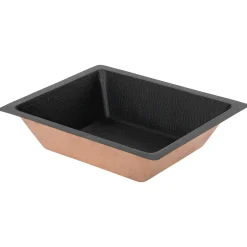 Premier Copper Products 19" x 16" Rectangle Dual - Undermount or Drop In Copper Bathroom Sink, Glazed Black, 17 Gauge, LREC19BLK