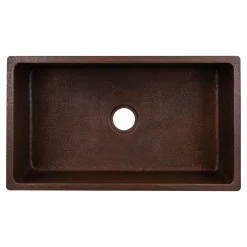 Premier Copper Products 33" Dual - Undermount or Drop In Terra Firma Copper Kitchen Sink, Dark Brown, 10 Gauge, TFKSDB331910