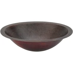 Premier Copper Products 17" Oval Copper Bathroom Sink, Oil Rubbed Bronze, LO17FDB