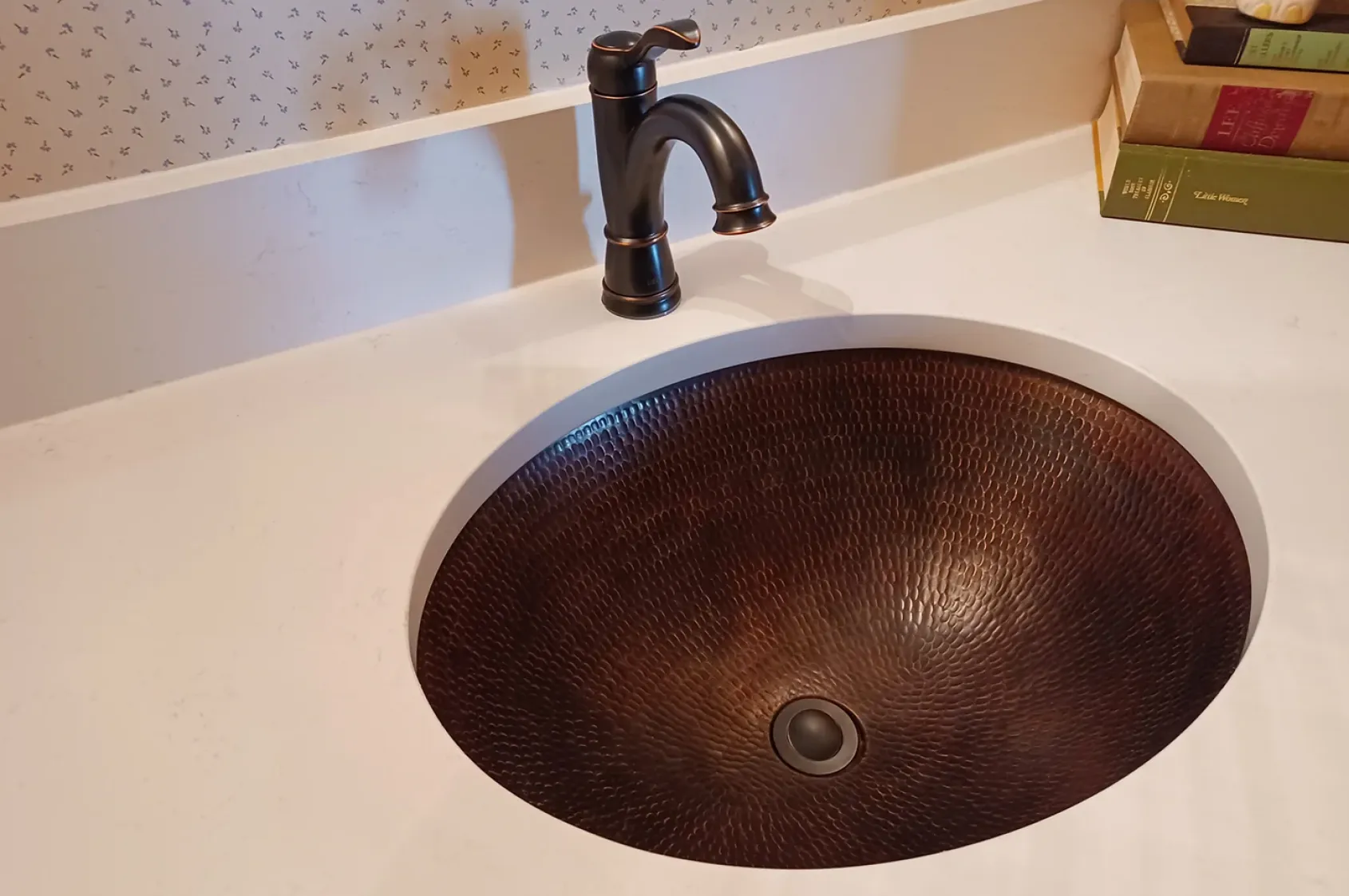 Premier Copper Products 17" Oval Copper Bathroom Sink, Oil Rubbed Bronze, LO17FDB