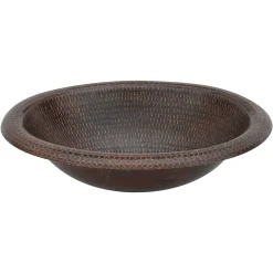 Premier Copper Products 18" Oval Copper Bathroom Sink, Oil Rubbed Bronze, LO18RDB