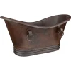 Premier Copper Products 60" Hammered Copper Double Slipper Bathtub With Rings, BTDR60DB