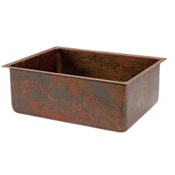 Premier Copper Products 25" Copper Kitchen Sink, Oil Rubbed Bronze, KSDB25199