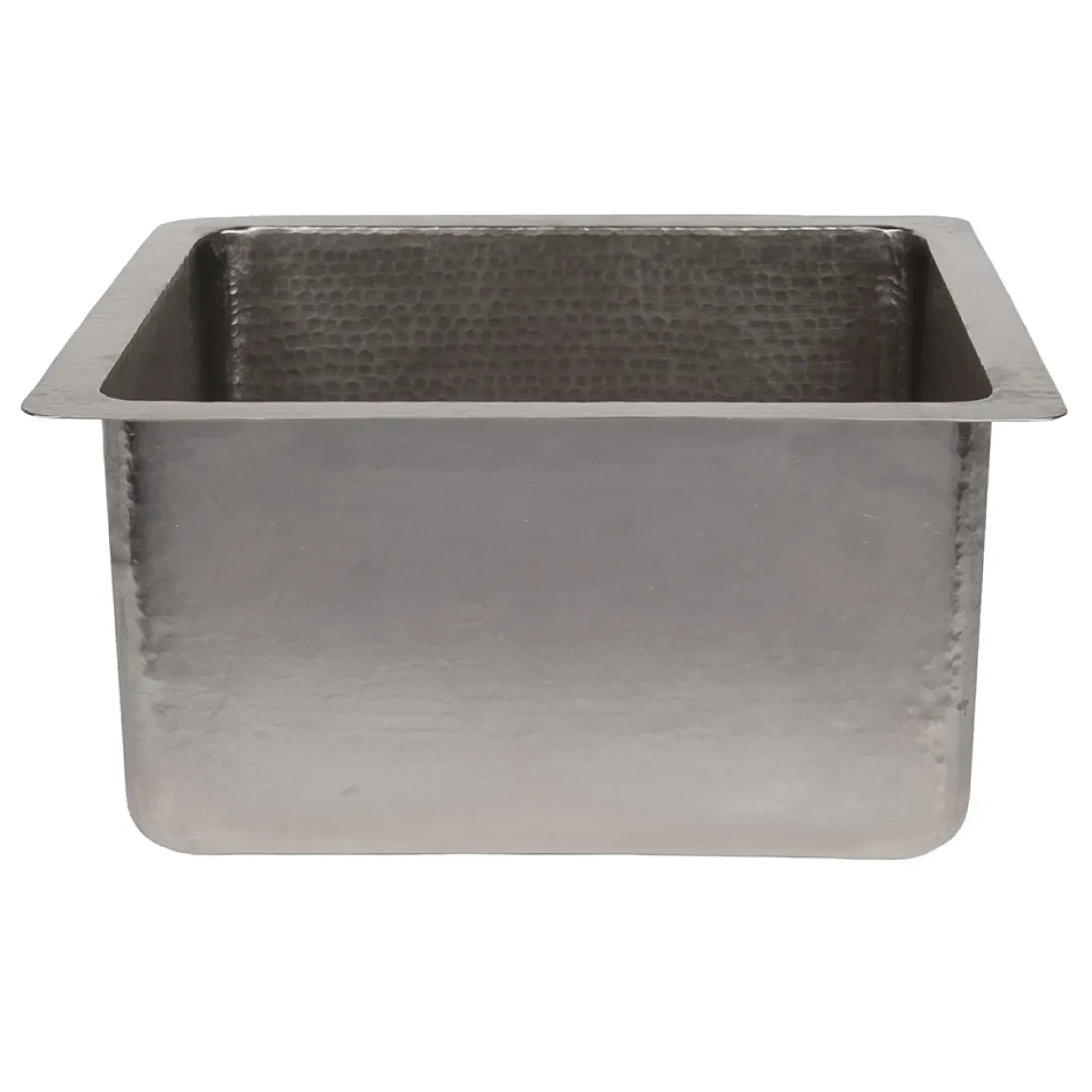 Premier Copper Products 16" Gourmet Rectangular Hammered Copper Bar/Prep Sink in Nickel, Matching Drain and Accessories, BSP5_BREC16EN-G