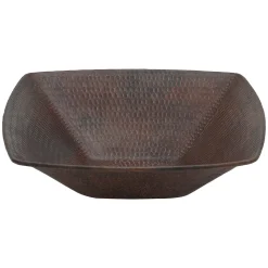 Premier Copper Products 14" x 14" Square Vessel - Above Counter Copper Bathroom Sink, Oil Rubbed Bronze, 17 Gauge, VSQ14WDB