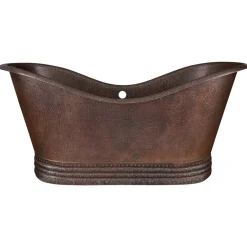 Premier Copper Products 67" Hammered Copper Freestanding Bathtub, Oil Rubbed Bronze, BTD67DBOF