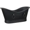 Premier Copper Products 67" Hammered Copper Freestanding Bathtub, Glazed Black, BTDR67BLK