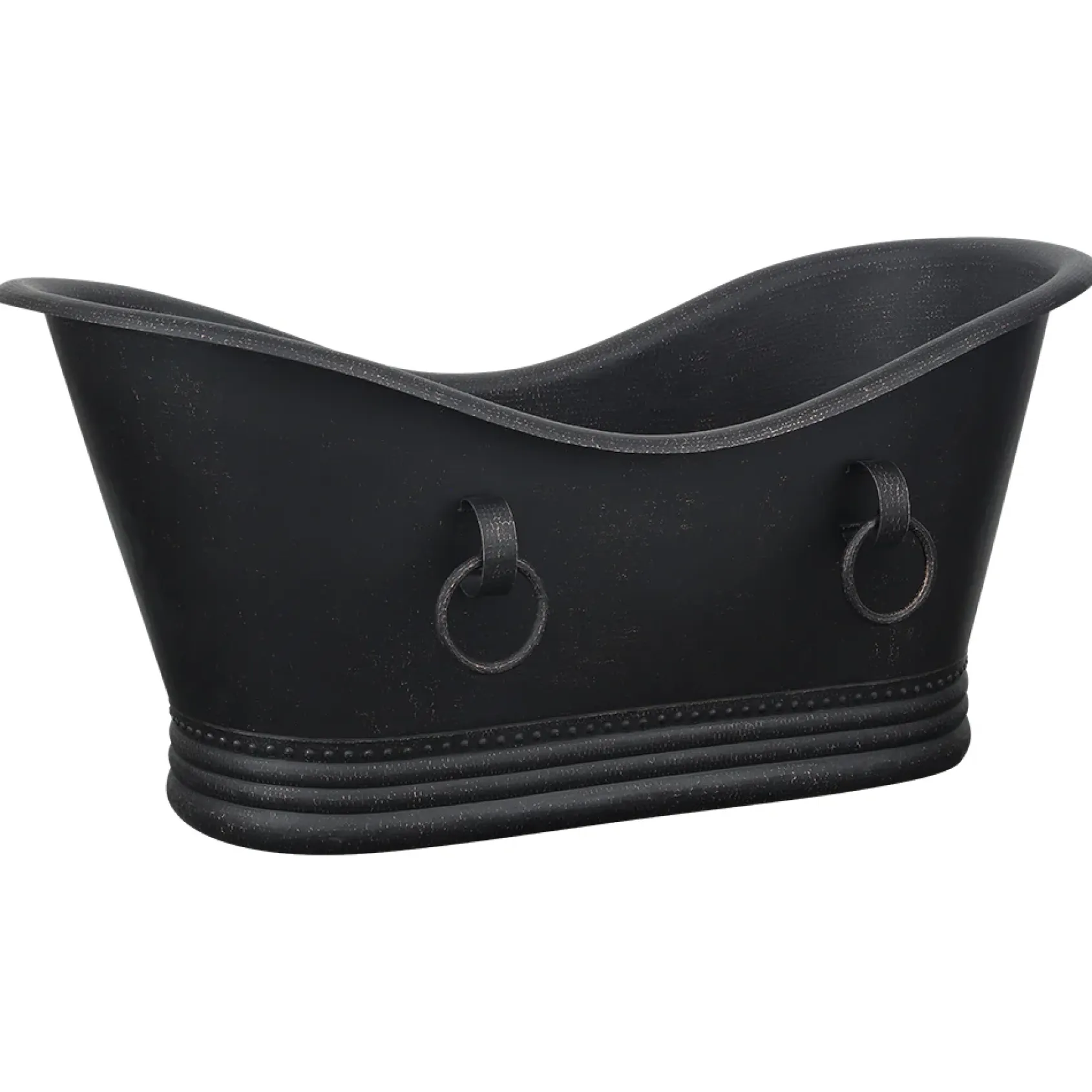 Premier Copper Products 67" Hammered Copper Freestanding Bathtub, Glazed Black, BTDR67BLK