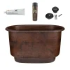 Premier Copper Products 47" Small Hammered Copper Modern Style Bathtub and Drain Package, Oil Rubbed Bronze, BSP5_BTM47DB