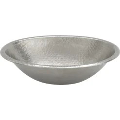 Premier Copper Products 19" Oval Copper Bathroom Sink, Nickel, LO19REN