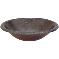Premier Copper Products 17" Oval Copper Bathroom Sink, Oil Rubbed Bronze, LO17RDB