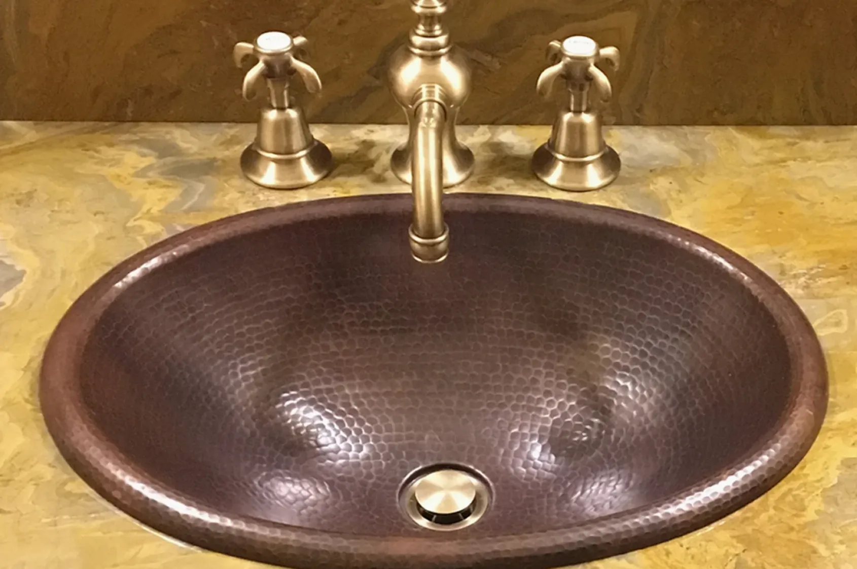 Premier Copper Products 17" Oval Copper Bathroom Sink, Oil Rubbed Bronze, LO17RDB