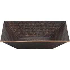 Premier Copper Products 17" Rectangle Copper Bathroom Sink, Oil Rubbed Bronze, PVMRECDB
