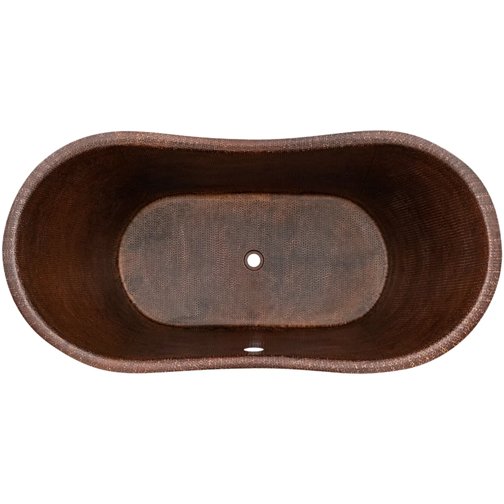 Premier Copper Products 60" Hammered Copper Double Slipper Bathtub with Rings and Overflow Holes and Drain Package, Oil Rubbed Bronze, BSP5_BTDR60DBOF