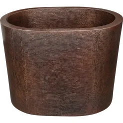Premier Copper Products 48" Hammered Copper Freestanding Japanese Soaking Tub, Oil Rubbed Bronze, BTO48DB