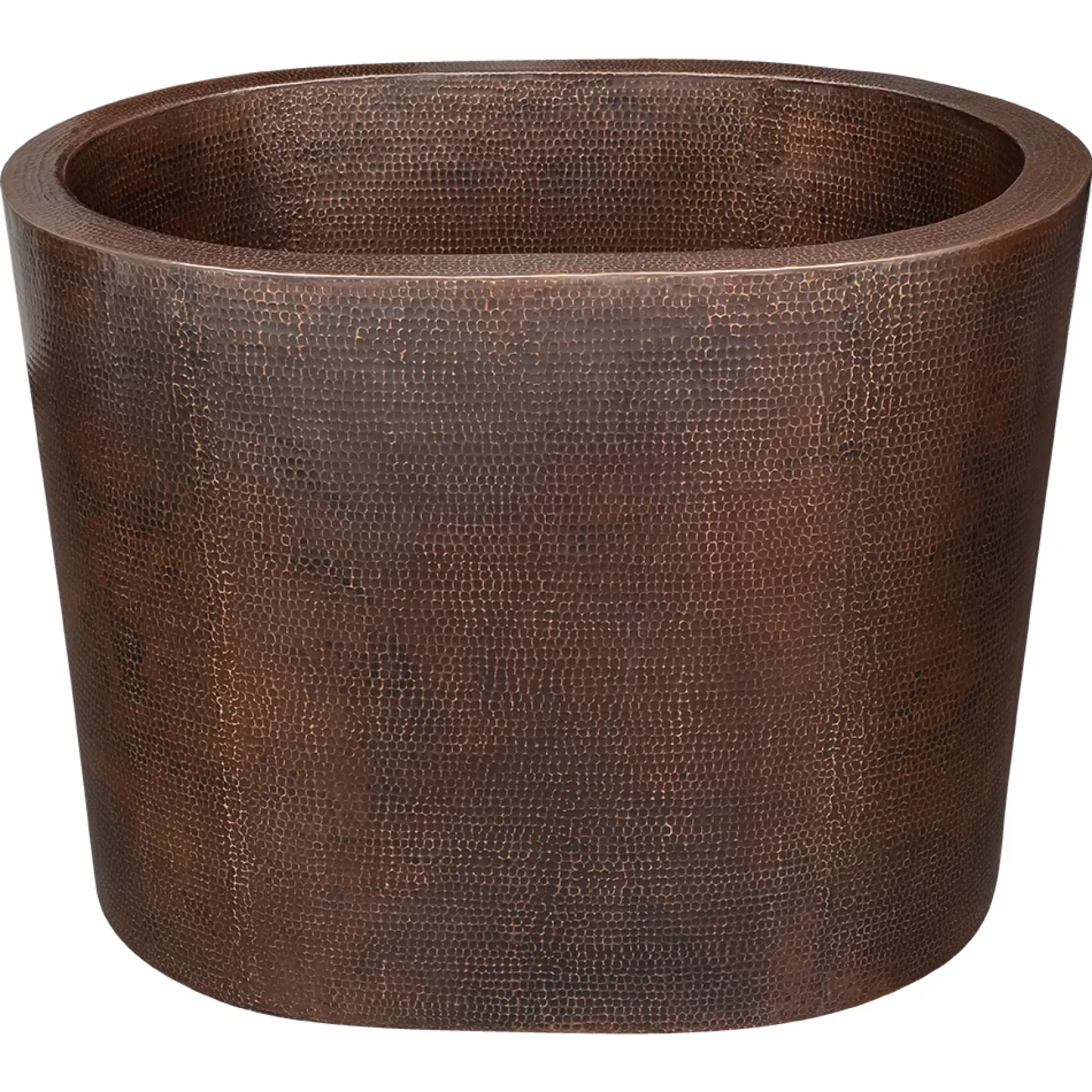 Premier Copper Products 48" Hammered Copper Freestanding Japanese Soaking Tub, Oil Rubbed Bronze, BTO48DB