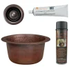 Premier Copper Products 10" Round Hammered Copper Bar Sink w/ 2" Drain Opening, Matching Drain and Accessories, Oil Rubbed Bronze, BSP5_BR10DB2-B