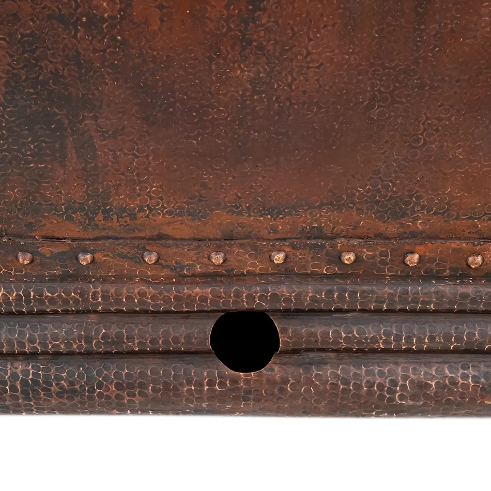 Premier Copper Products 67" Hammered Copper Double Slipper Bathtub with Rings and Overflow Holes and Drain Package, Oil Rubbed Bronze, BSP5_BTDR67DBOF