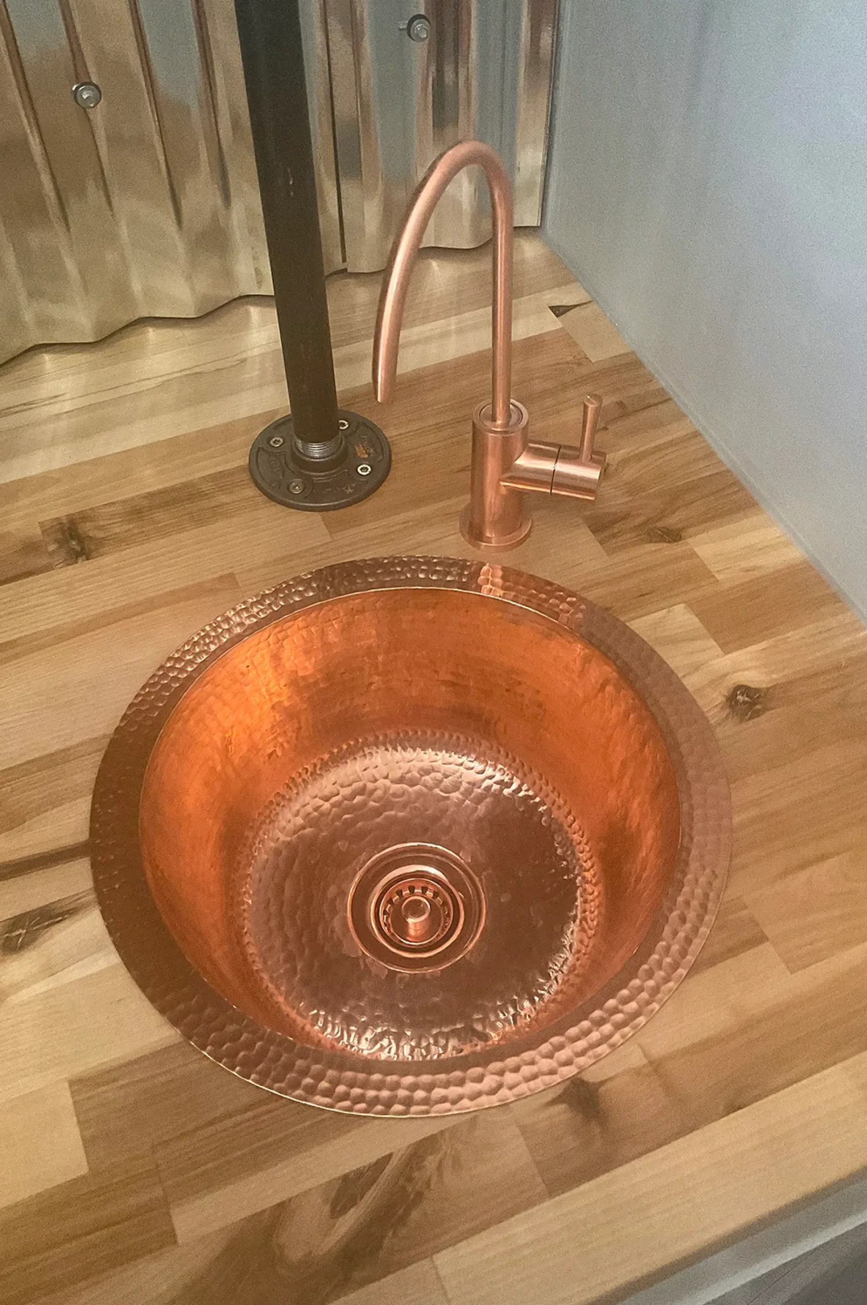 Premier Copper Products 12" Round Copper Bar/Prep Sink, Polished Copper, 17 Gauge, BR12PC2