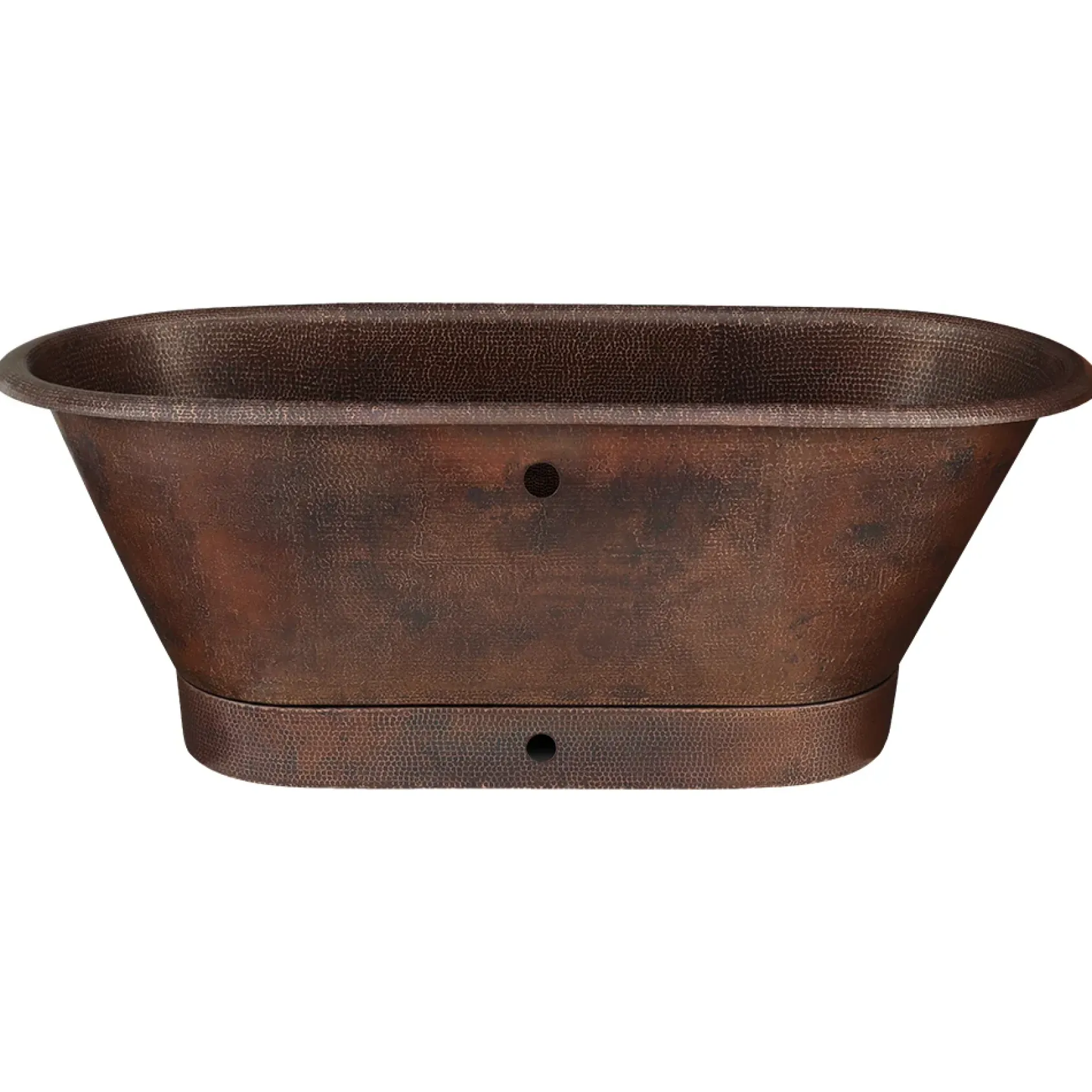 Premier Copper Products 72" Hammered Copper Modern Style Bathtub with Overflow Holes and Drain Package, Oil Rubbed Bronze, BSP5_BTM72DBOF