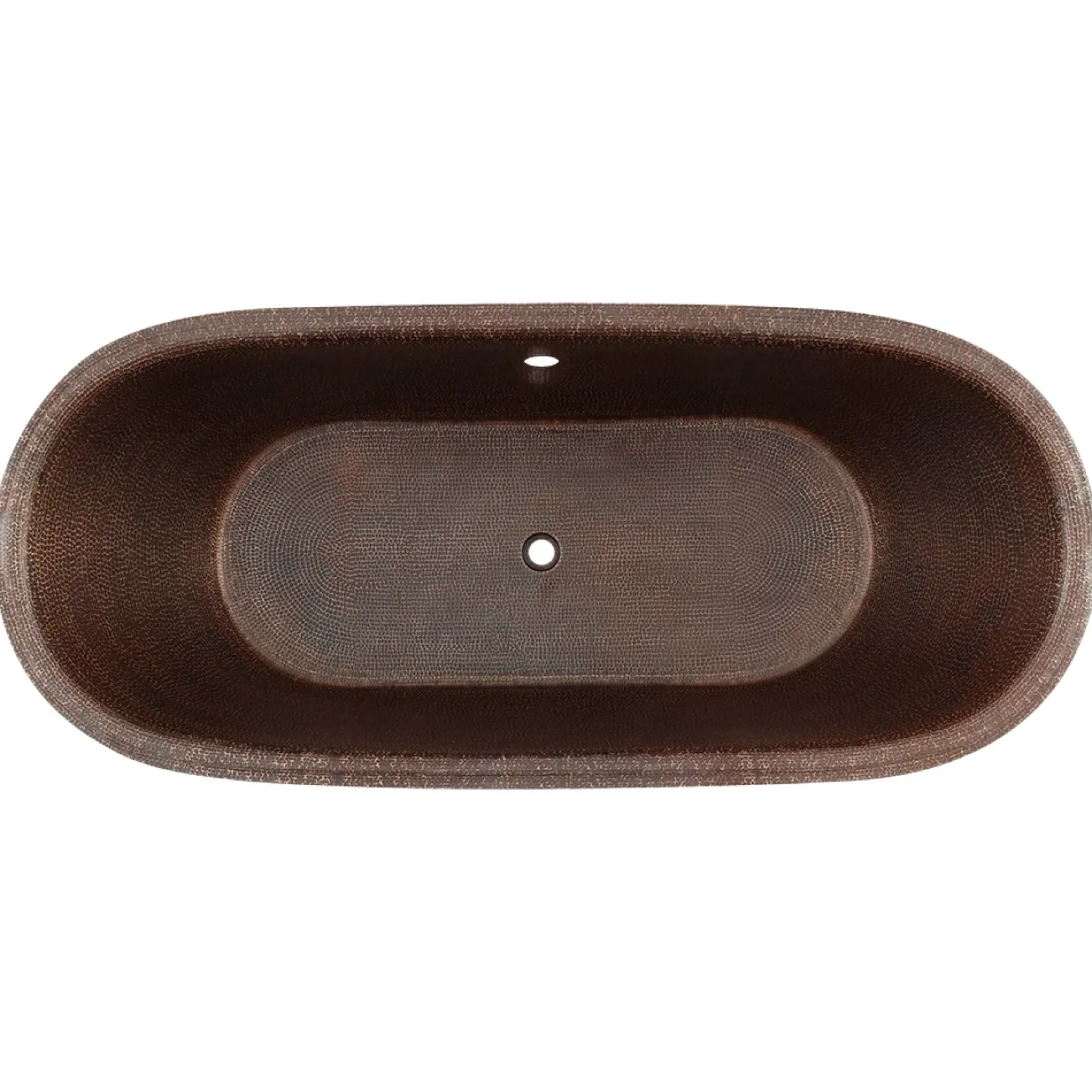 Premier Copper Products 72" Hammered Copper Modern Style Bathtub with Overflow Holes and Drain Package, Oil Rubbed Bronze, BSP5_BTM72DBOF