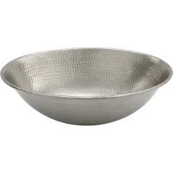Premier Copper Products 17" Oval Copper Bathroom Sink, Nickel, VO17WEN