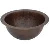 Premier Copper Products 12" Round Copper Bathroom Sink, Oil Rubbed Bronze, LR12FDB