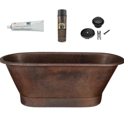 Premier Copper Products 72" Hammered Copper Modern Style Bathtub and Drain Package, Oil Rubbed Bronze, BSP5_BTM72DB