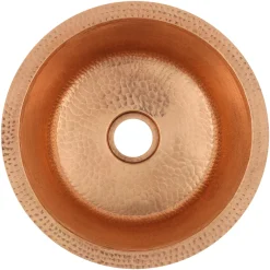 Premier Copper Products 14" Round Copper Bar/Prep Sink, Polished Copper, 17 Gauge, BR14PC2