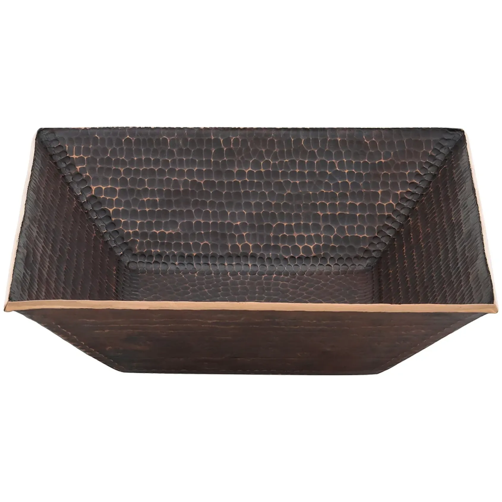 Premier Copper Products 14" Square Copper Bathroom Sink, Oil Rubbed Bronze, PVSQ14DB
