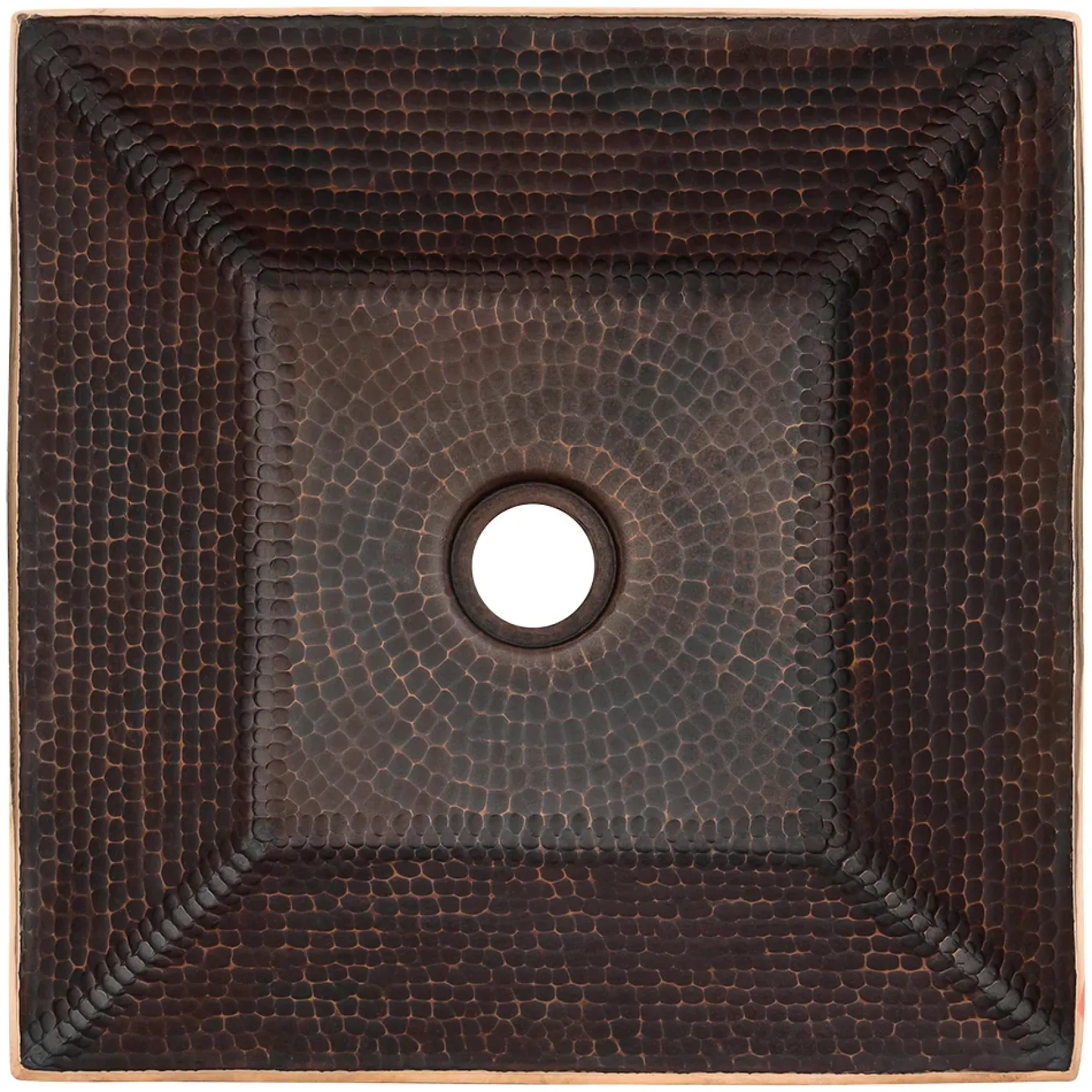 Premier Copper Products 14" Square Copper Bathroom Sink, Oil Rubbed Bronze, PVSQ14DB