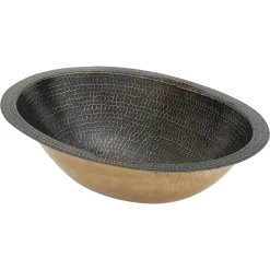 Premier Copper Products 19" x 14" Oval Dual - Undermount or Drop In Brass Bathroom Sink, Oil Rubbed Bronze, LO19FAB
