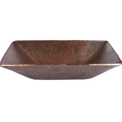 Premier Copper Products 17" Modern Rectangle Hand Forged Old World Copper Vessel Bathroom Sink, Matching Drain and Accessories, Oil Rubbed Bronze, BSP5_PVMRECDB-P