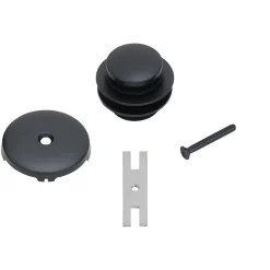 Premier Copper Products Tub Drain Trim and Single-Hole Overflow Cover for Bath Tubs - Matte Black, Brass, D-301BLK