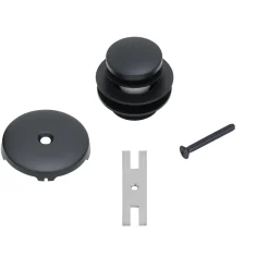 Premier Copper Products Tub Drain Trim and Single-Hole Overflow Cover for Bath Tubs - Matte Black, Brass, D-301BLK