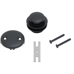 Premier Copper Products Tub Drain Trim and Two-Hole Overflow Cover for Bath Tubs - Matte Black, Brass, D-302BLK