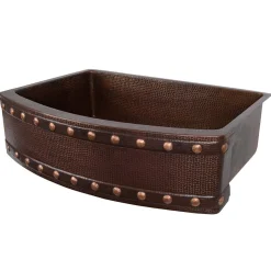 Premier Copper Products 33" Copper Farmhouse Sink, Oil Rubbed Bronze, KASRDB33249BS
