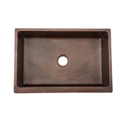 Premier Copper Products 33" Copper Farmhouse Sink, Oil Rubbed Bronze, KASDB33229