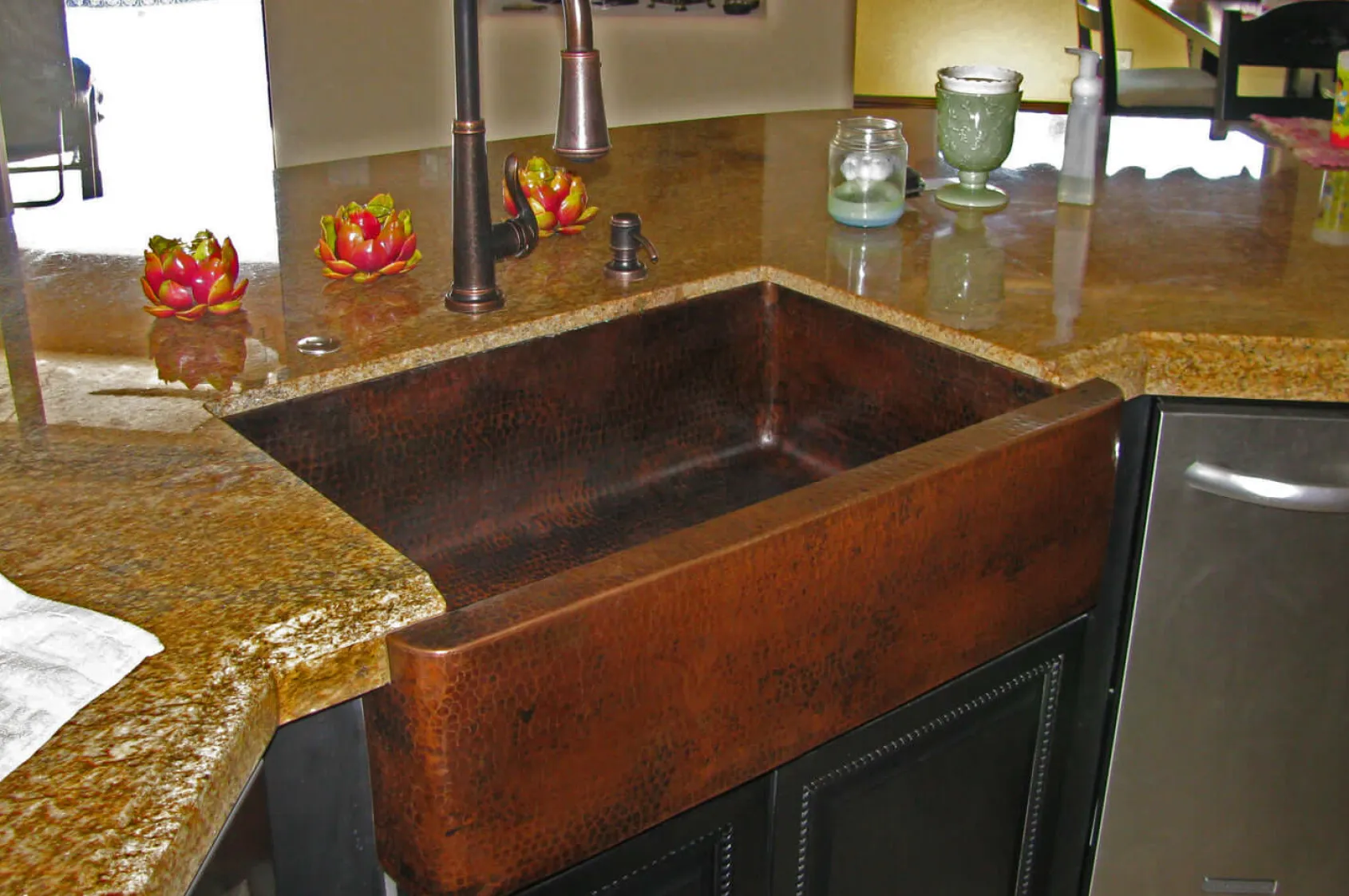 Premier Copper Products 33" Copper Farmhouse Sink, Oil Rubbed Bronze, KASDB33229