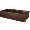 Premier Copper Products 42" Copper Farmhouse Sink, 40/20/40 Triple Bowl, Oil Rubbed Bronze, KATDB422210