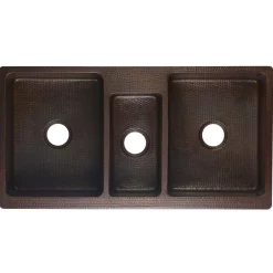 Premier Copper Products 42" Copper Farmhouse Sink, 40/20/40 Triple Bowl, Oil Rubbed Bronze, KATDB422210