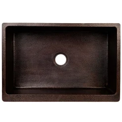 Premier Copper Products 33" Copper Farmhouse Sink, Oil Rubbed Bronze, KASDB33229R