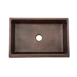 Premier Copper Products 33" Copper Farmhouse Sink, Oil Rubbed Bronze, KASDB33229BS