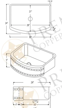 Premier Copper Products 30" Copper Farmhouse Sink, Oil Rubbed Bronze, KASRDB30249BS