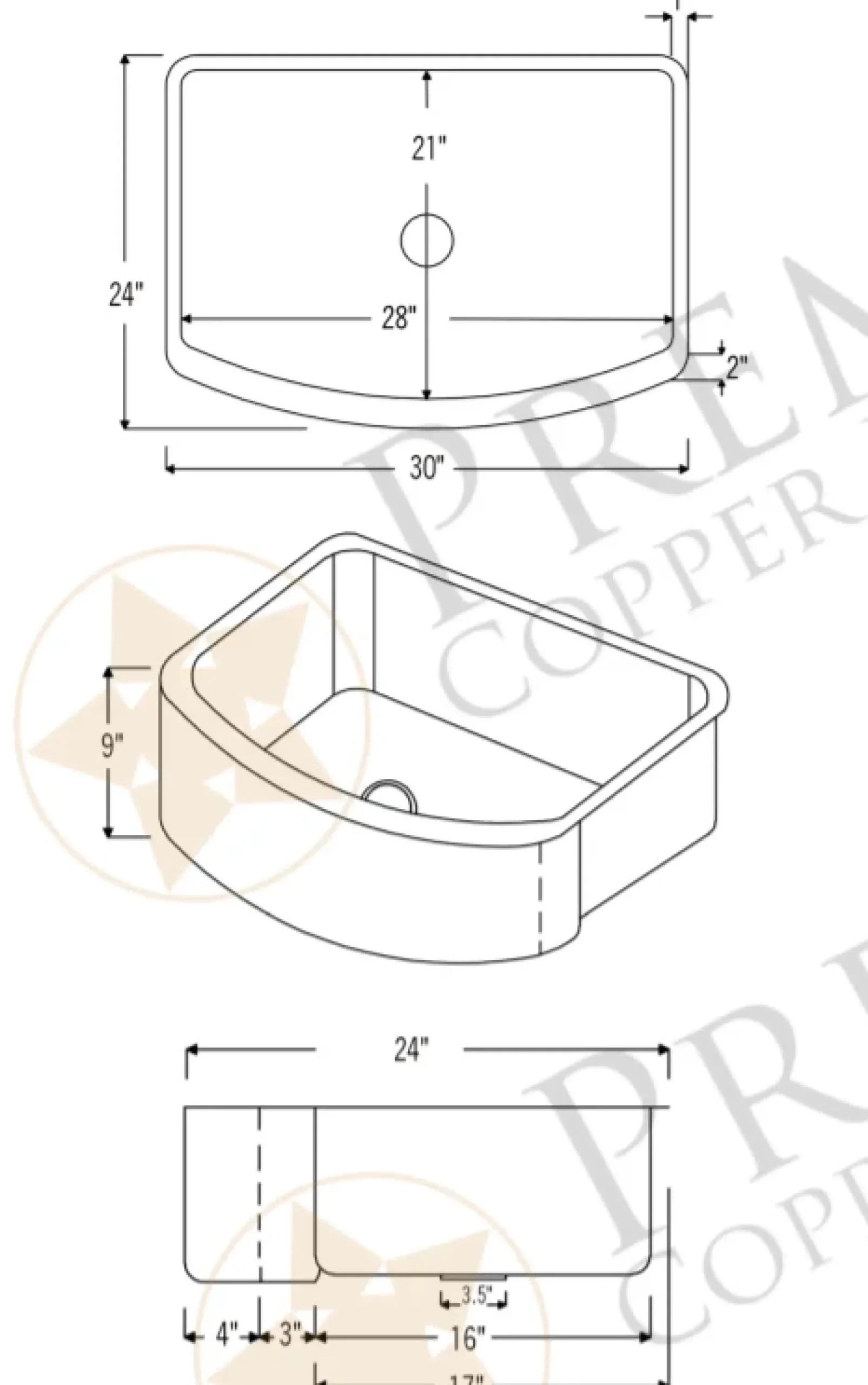 Premier Copper Products 30" Copper Farmhouse Sink, Oil Rubbed Bronze, KASRDB30249