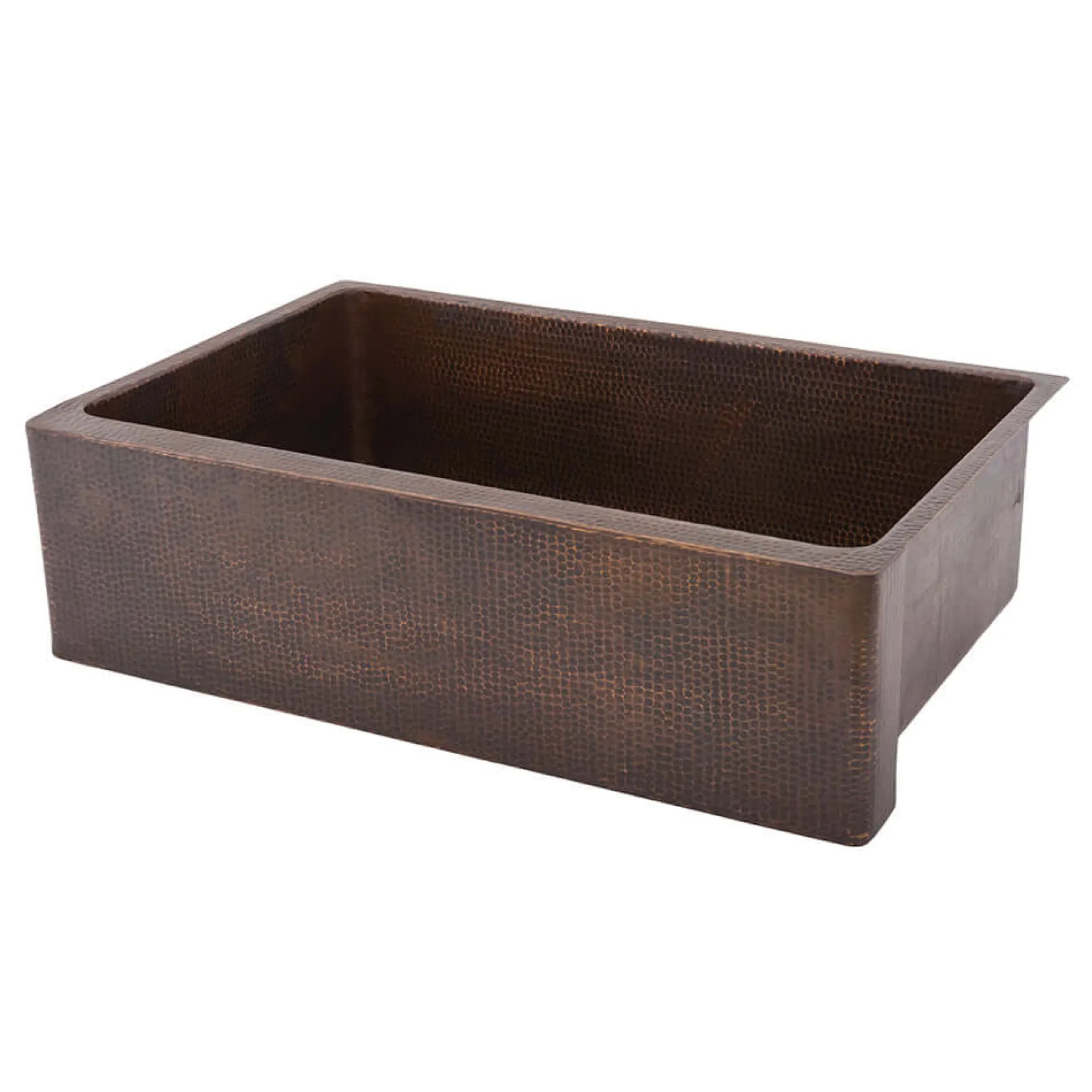 Premier Copper Products 33" Hammered Copper Kitchen Apron Single Basin Farmhouse Sink with Matching Drain, and Accessories, Oil Rubbed Bronze, KSP3_KASDB33229