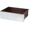 Premier Copper Products 30" Hammered Copper Farmhouse Sink, Glazed White, 14 Gauge, KASWHT30229